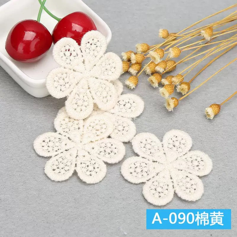 Water soluble Gold/ Silver Metallic Thread Lace Applique Embroidery Flower Lace Patch for Garment Decoration