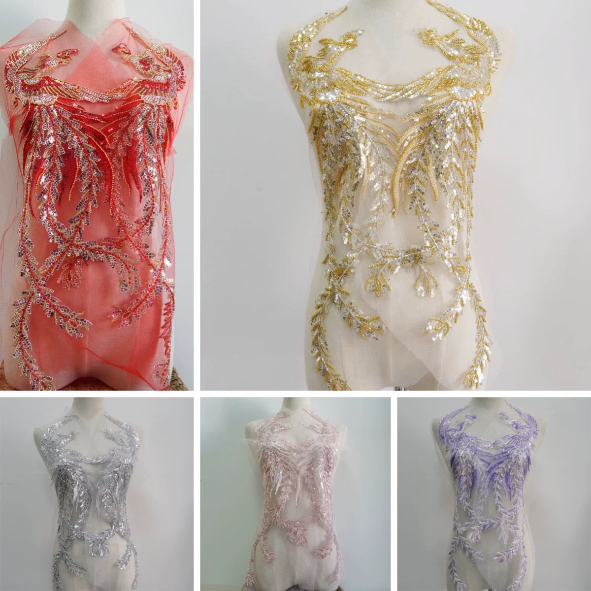 sequins and beads lace patch from Chinese factory