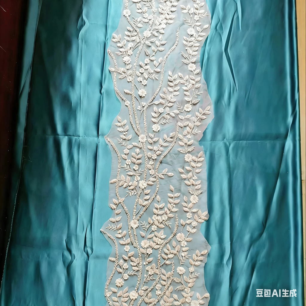 10pcs New Arrival Pearl and Sequined Floral Applique Fabric White Ceramic Beaded Floral Lace Patch for Bridal Wedding Dress and DIY Craft Supplies