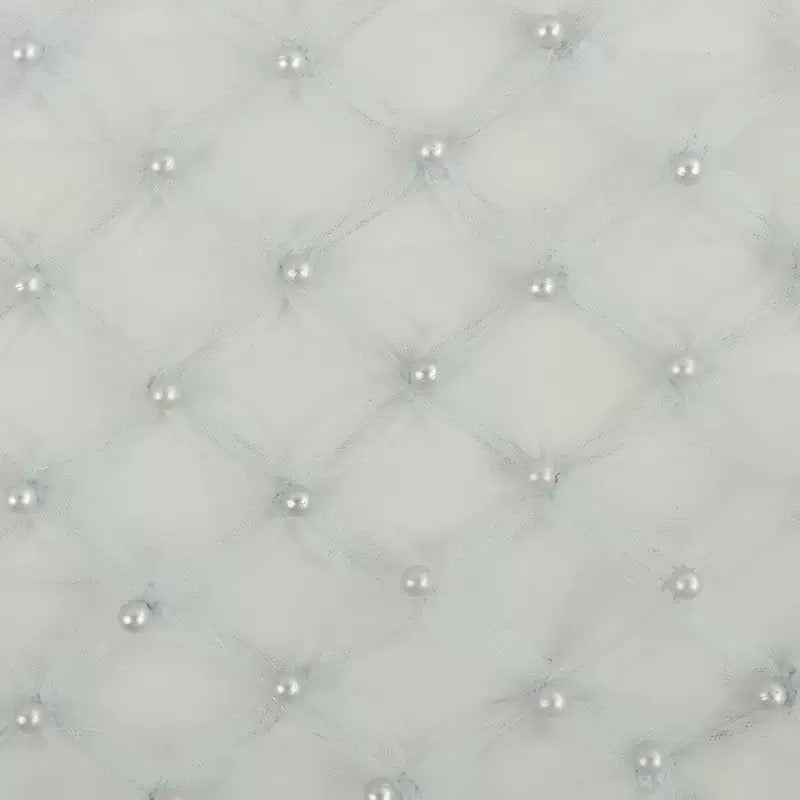 5 Meters New Spring/Summer Mesh Fabric with Rhombus Grid & Multi‑Color Bead Embroidery Lace for Evening Gowns, Wedding Dresses & Fashion Apparel