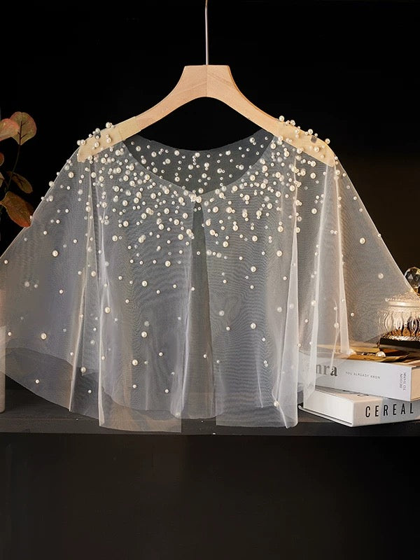 New Handmade Beaded Shawl, Versatile & Fashionable French Style Short Coat, Elegant Capelet for Cheongsam Dress
