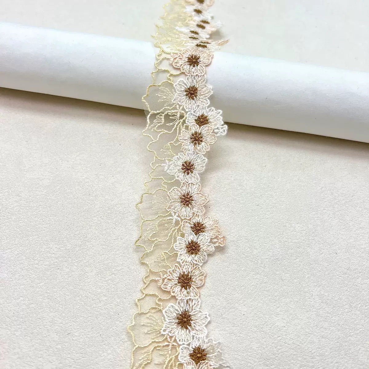 New Arrival Mesh Chinese Style Gold Embroidered Lace Trim, Hanfu Mesh Ribbon, Cheongsam Clothing Accessories