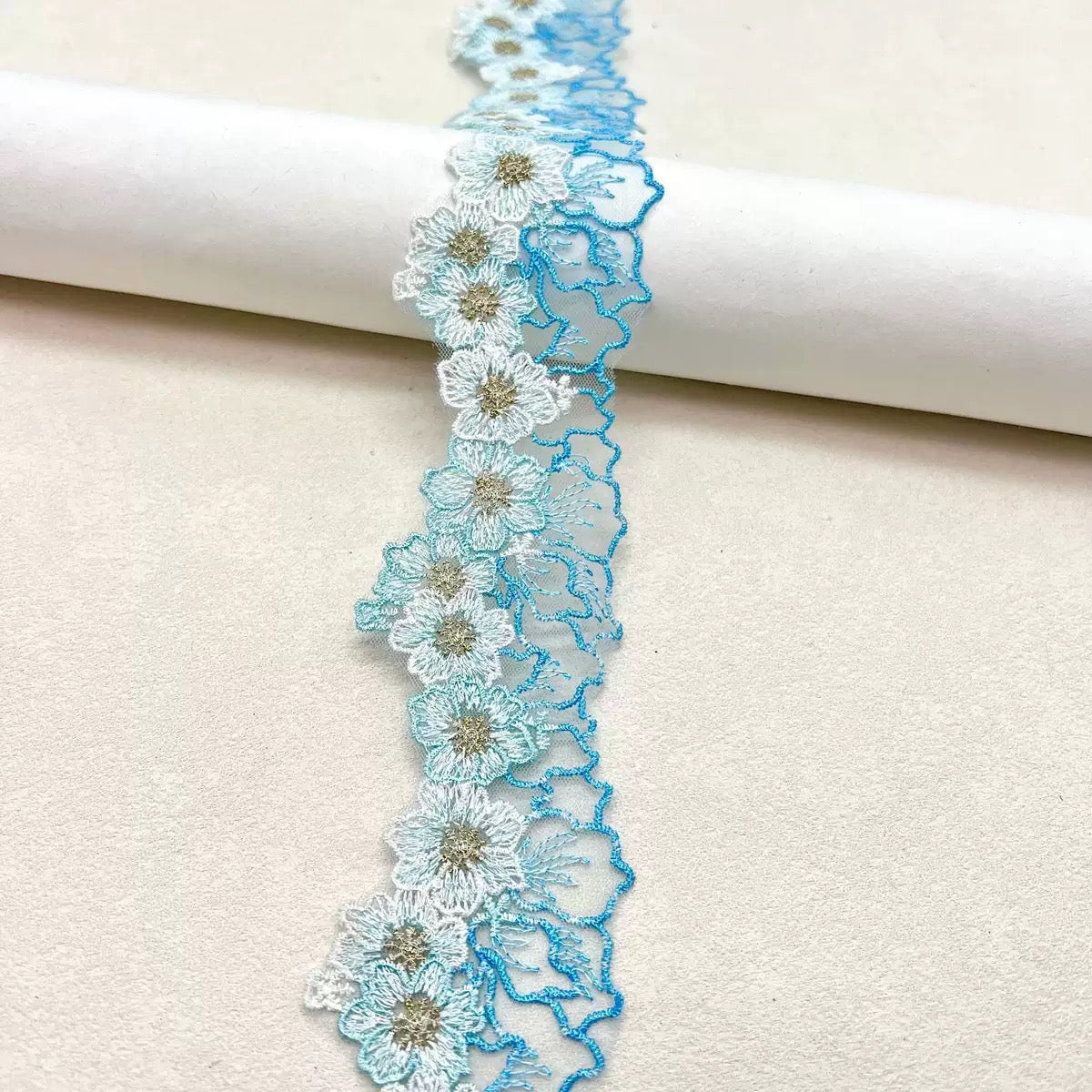 New Arrival Mesh Chinese Style Gold Embroidered Lace Trim, Hanfu Mesh Ribbon, Cheongsam Clothing Accessories
