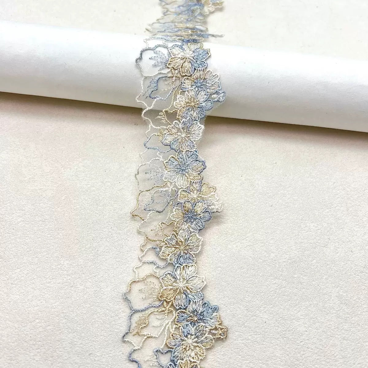 New Arrival Mesh Chinese Style Gold Embroidered Lace Trim, Hanfu Mesh Ribbon, Cheongsam Clothing Accessories