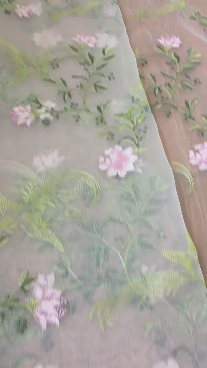 歐根紗中式刺繡面料
